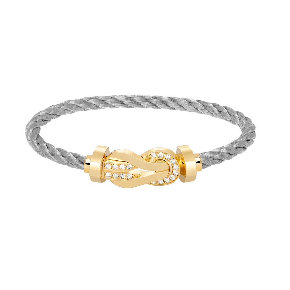 FRED CHANCE LARGE 8 FIGURE BUCKLE HALF DIAMOND BRACELET GOLD