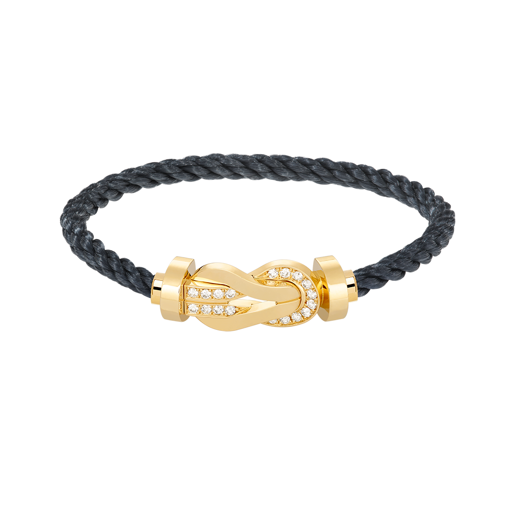 FRED CHANCE LARGE 8 FIGURE BUCKLE HALF DIAMOND BRACELET GOLD