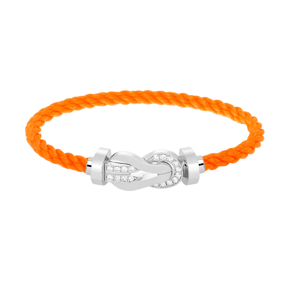 FRED CHANCE LARGE 8 FIGURE BUCKLE HALF DIAMOND BRACELET SILVER