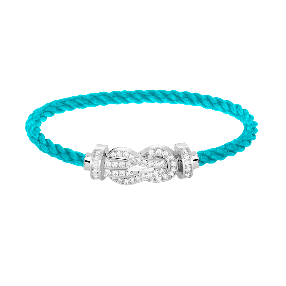 FRED CHANCE LARGE 8 FIGURE BUCKLE FULL DIAMOND BRACELET SILVER