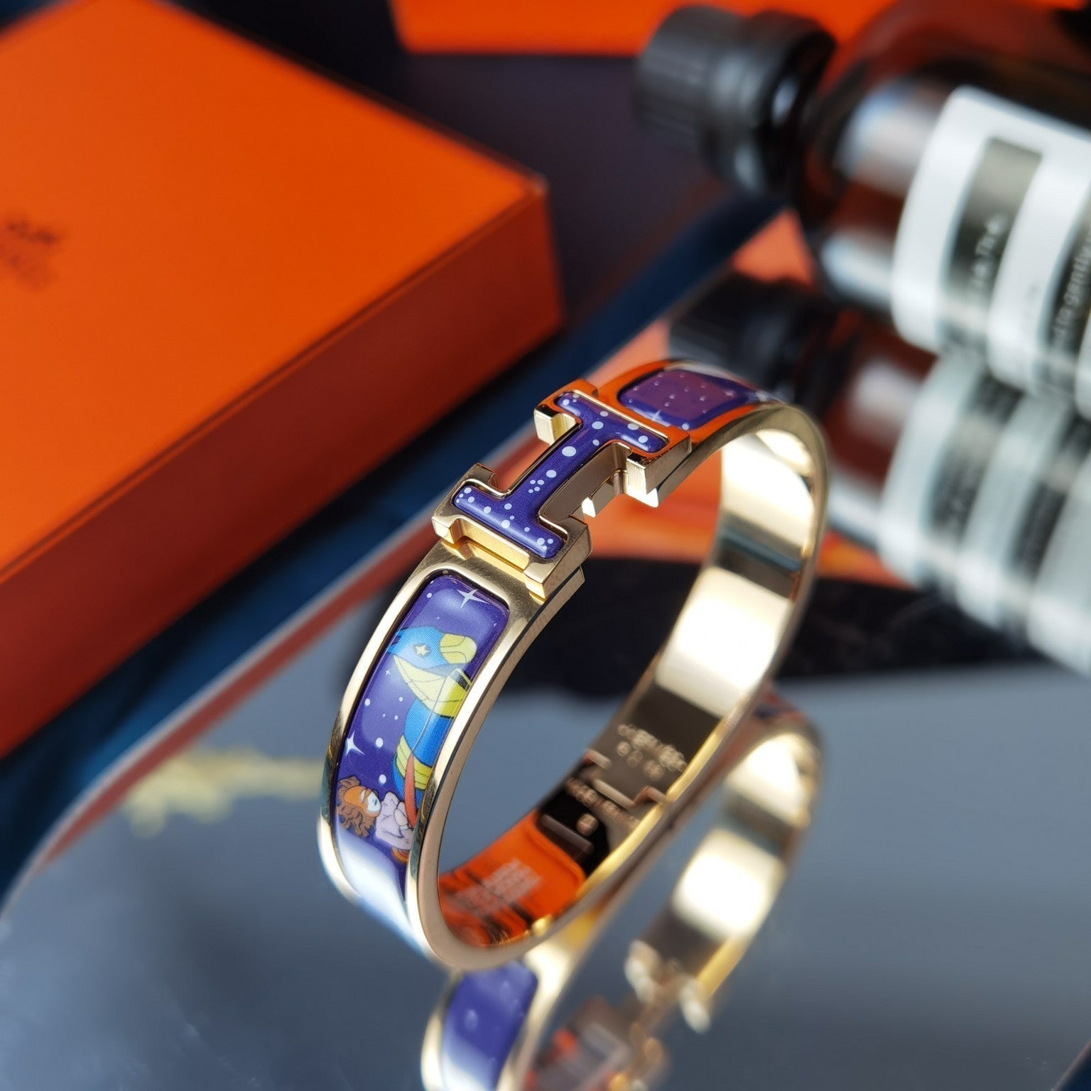 HERMES H STAR AND MOON BRACELET 12MM