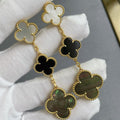 VCA CLOVER 3 MOTIF MOP ONYX DARK MOP PINK GOLD EARRINGS