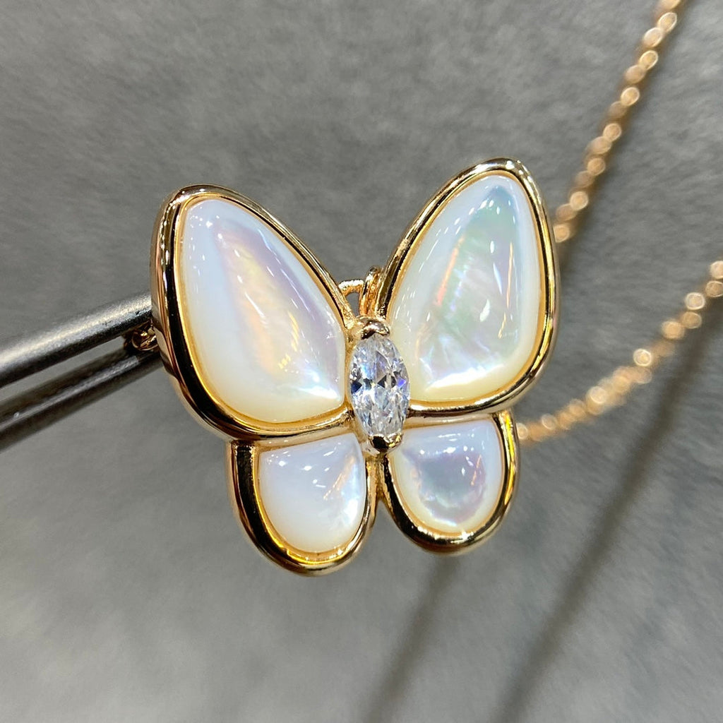 VCA BUTTERFLY MOP DIAMOND NECKLACE