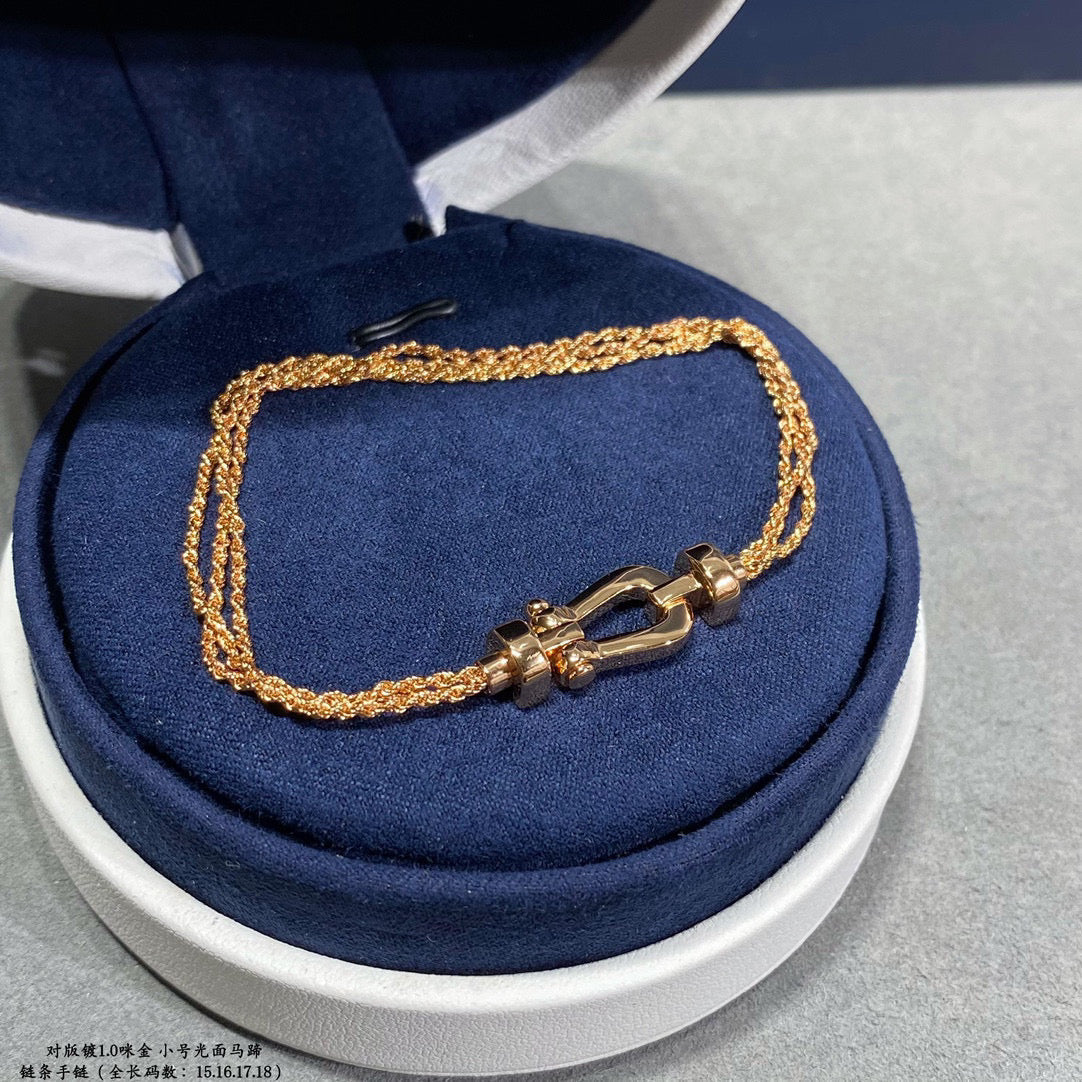 FRED FORCE SMALL HORSESHOE DIAMOND CHAIN ROPE BRACELET