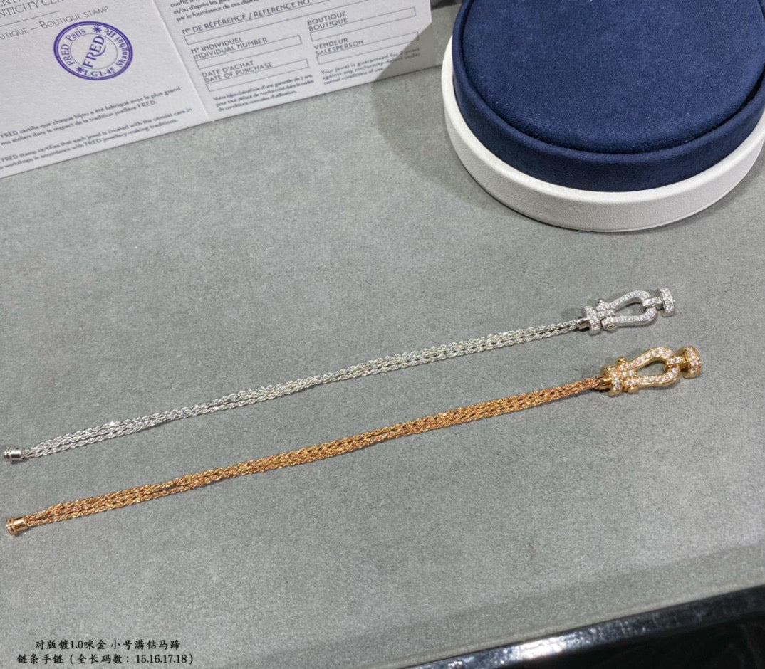 FRED FORCE SMALL HORSESHOE DIAMOND CHAIN ROPE BRACELET