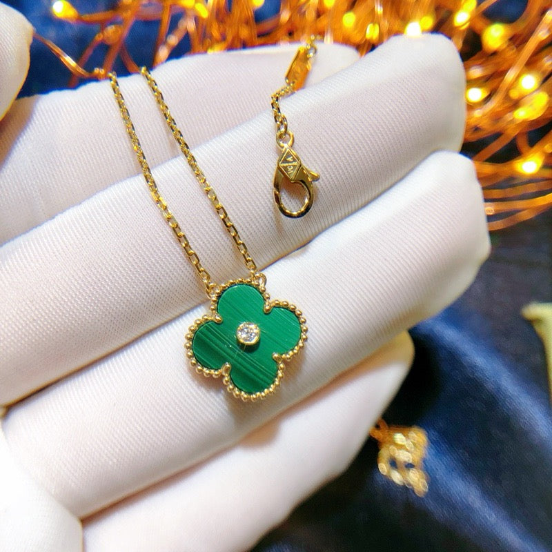 VCA CLOVER 15MM DIAMOND TURQUOISE NECKLACE