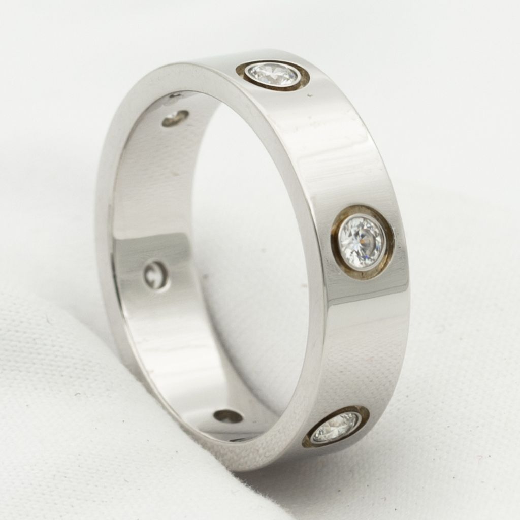 CARTIER LOVE RING 5.5MM 6 DIAMONDS SILVER