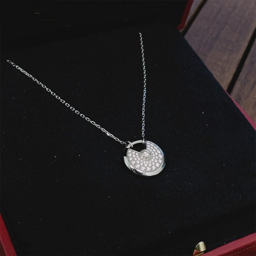 CARTIER AMULETTE SILVER FULL DIAMOND NECKLACE