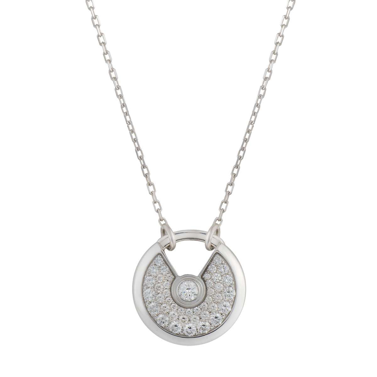 CARTIER AMULETTE SILVER FULL DIAMOND NECKLACE