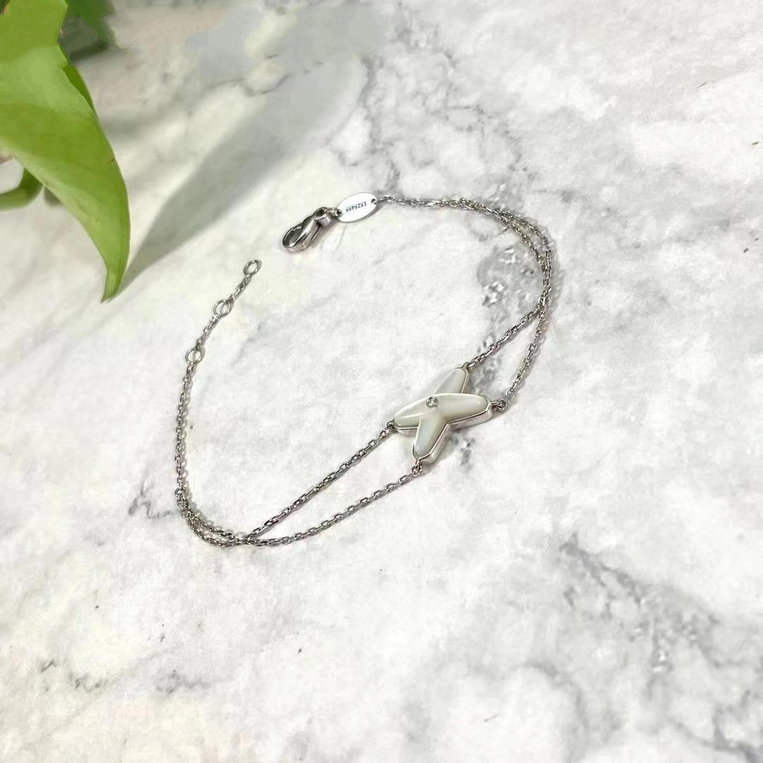 CHAUMET JEUX BRACELET WHITE MOP SILVER 1 DIAMOND