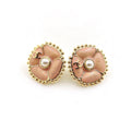 18K  Chanel Pink Pearl Earrings