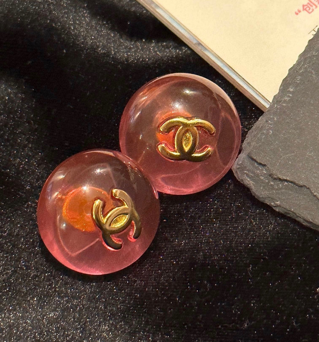 18K  Chanel Pink Crystal Earrings